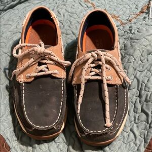Rockport STEELE TOE  Black and Tan Boat Shoes with Moccasin Toe